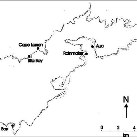 Map of Tutuila showing the approximate location of the two coral survey... | Download Scientific ...