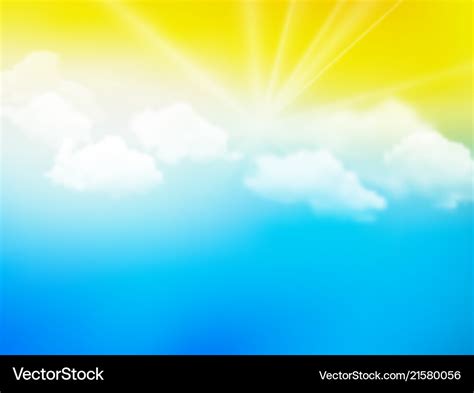 Sunshine sky abstract yellow blue clouds Vector Image