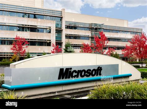 Sign at the entrance to the Microsoft Head Office Campus in Redmond, Washington, USA Stock Photo ...