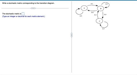 Solved Write a stochastic matrix corresponding to the | Chegg.com