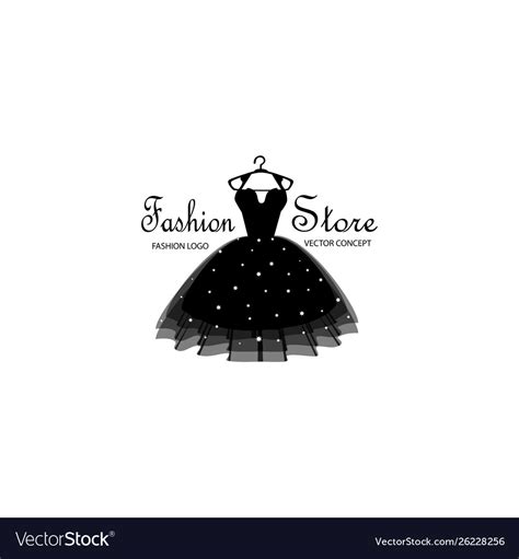 Fashion store logo design with dress on hanger Vector Image