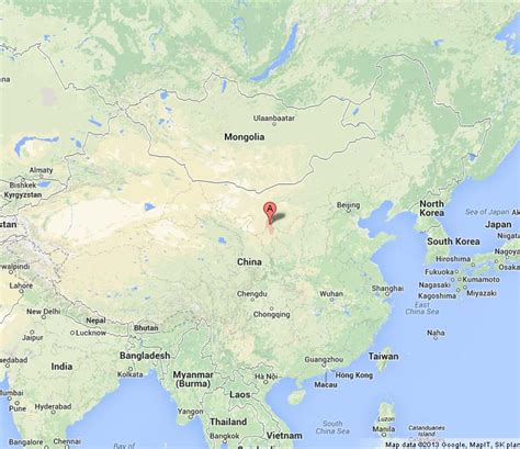 Yinchuan on Map of China