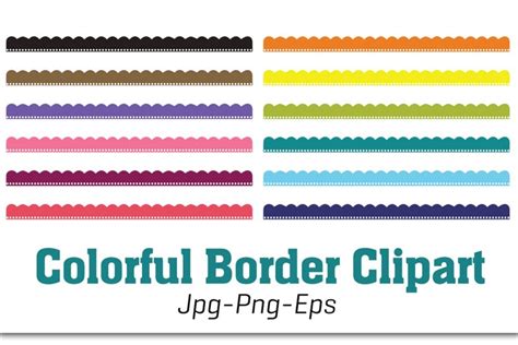 Colorful Border Clipart | Rainbow Color Border | Wave Border