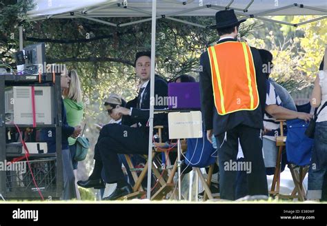 Zach Braff on set of his new movie "Wish I was here". Zach Braff is seen filming with religious ...