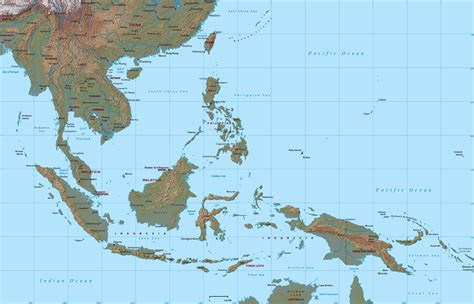 South And East Asia Physical Map - Cape May County Map