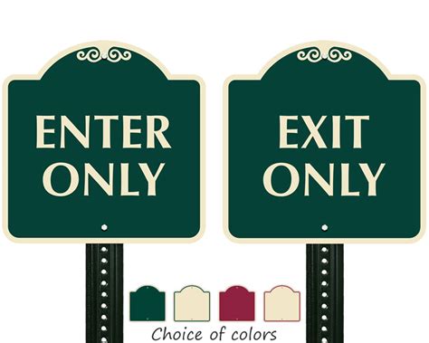 Designer Parking Lot Signs for Exit and Enter