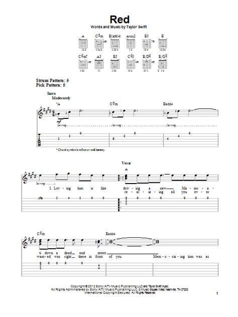 Red by Taylor Swift - Easy Guitar Tab - Guitar Instructor