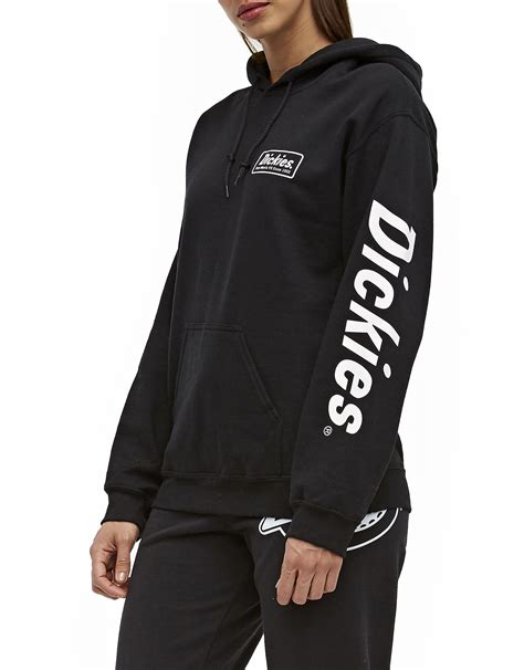 Dickies Girl Juniors' Classic Logo Fleece Hoodie Black | Women's Tops | Dickies