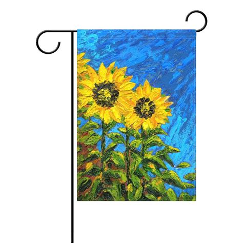 POPCreation Joyful Yellow Sunflower Garden Flag 12x18 Inches Floral Art ...