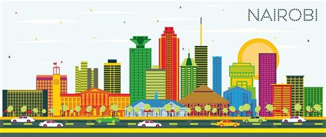 Premium Vector | Nairobi kenya city skyline with color buildings blue ...