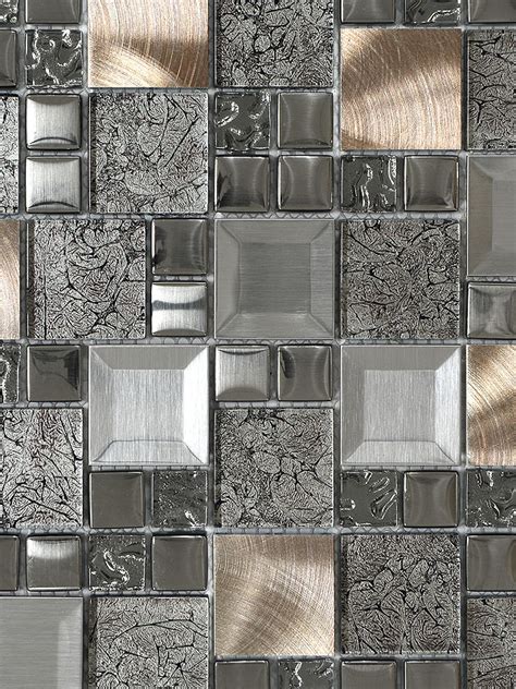 Glass Metal Gray Copper Mosaic Backsplash Tile | Backsplash.com