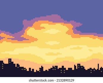 Pixel Art Sky Sunset View Stock Vector (Royalty Free) 2132890129 ...