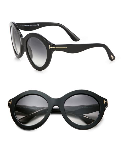 Tom ford Chiara 55mm Round Sunglasses in Black | Lyst