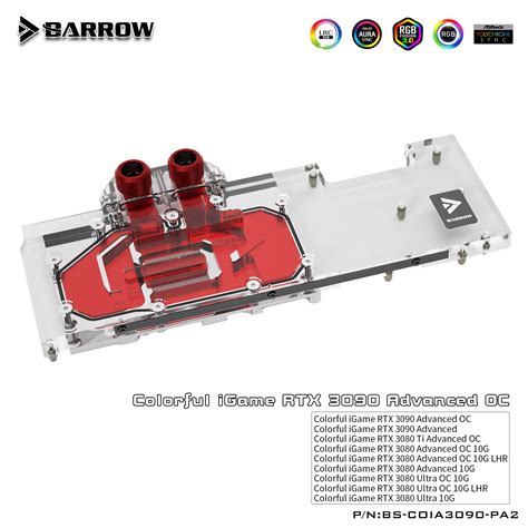 Barrow 3090 3080 Gpu Water Block For Colorful Rtx 3090/3080 Advanced Oc ...