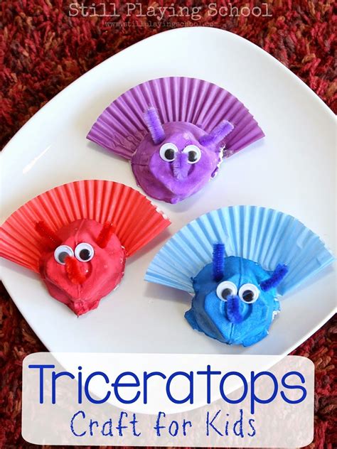 Egg Carton and Cupcake Liner Dinosaur Craft for Kids from Still Playing ...