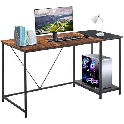Buy 55" Computer Desk Office Desk with Bookshelf, Gaming Desk Extra Large Modern Student Kids ...