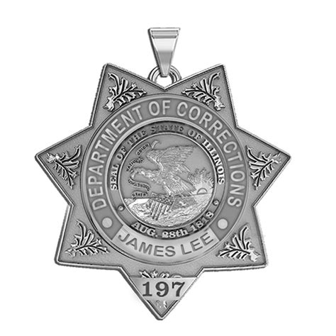 Personalized Correction Officer Badge Necklace or Charm - Shape 1 - PG98292