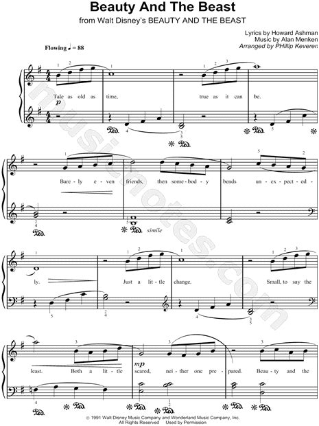 Beauty And The Beast Theme Piano Sheet Music Free - Theme Image