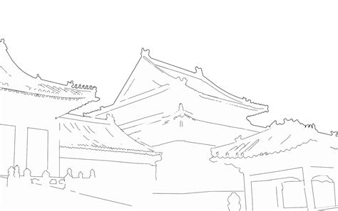 Stock Pictures: Chinese style architecture sketches of the Forbidden City