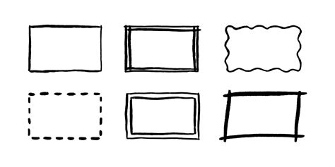 Free hand drawn rectangle frames set. Doodle rectangular shape ...