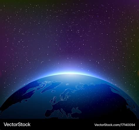 Earth at night among starry sky Royalty Free Vector Image