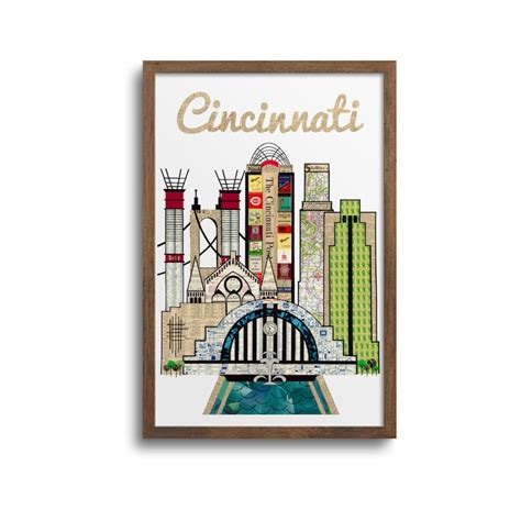 Cincinnati Skyline Art Print Notecards Magnet Cincinnati - Etsy