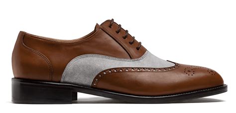 Brogue Shoes - brown & grey leather & suede | Hockerty