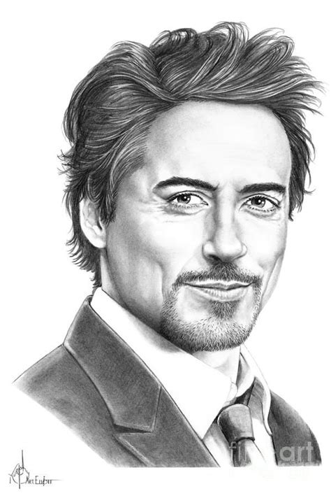 Pencil Drawings of Famous People | Downey Jr. Drawing by Murphy Elliott - Robert Downey Jr. Fine ...