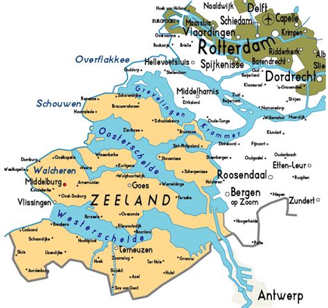 Map of Zeeland Province City | Map of Netherlands Political Regional Province