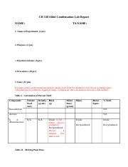 CH 338 Aldol Condensation Lab Report.doc 1 .docx - CH 338 Aldol Condensation Lab Report NAME: TA ...