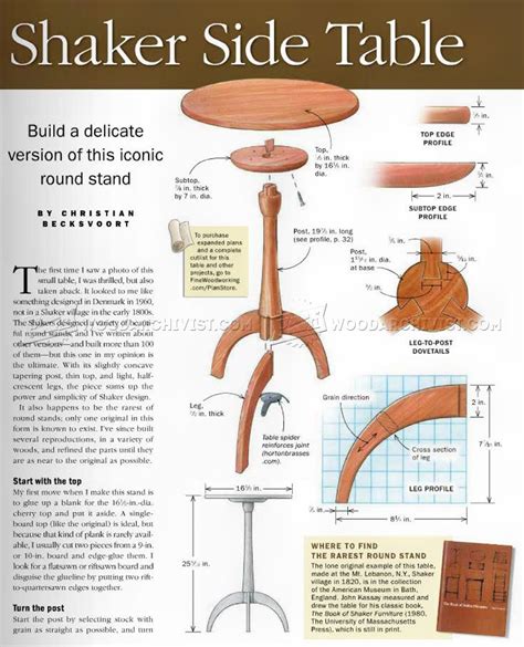Shaker Table Plans • WoodArchivist