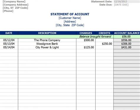 Statement of Account Template | Statement of Account