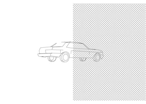 Premium PSD | Car hand drawing and sketch black and white.