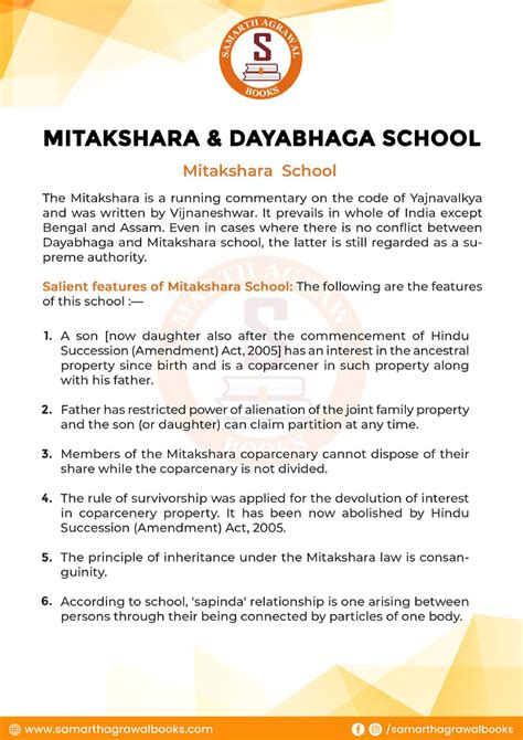 Mitakshara and Dayabhaga School - Bachelor of law - Studocu