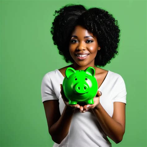 African American Women Holding Green Piggy Bank | MUSE AI