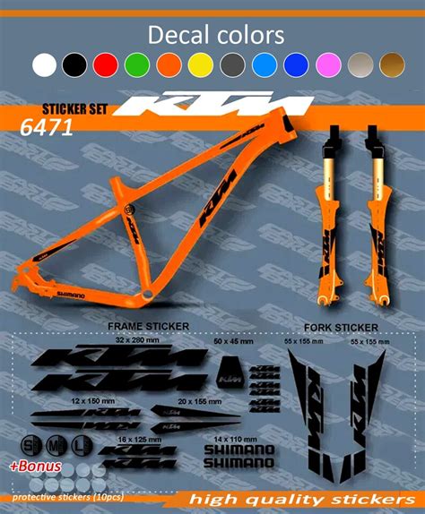 KTM Decal Stickers on Bike. Frame Set Fork. All Colors Are - Etsy