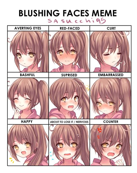 Blushing faces meme:sasu by sasucchi95 | Anime faces expressions ...