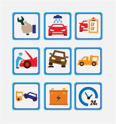 Car Service Icons Isolated In Square Symbols-vector Icon-free Vector Free Download