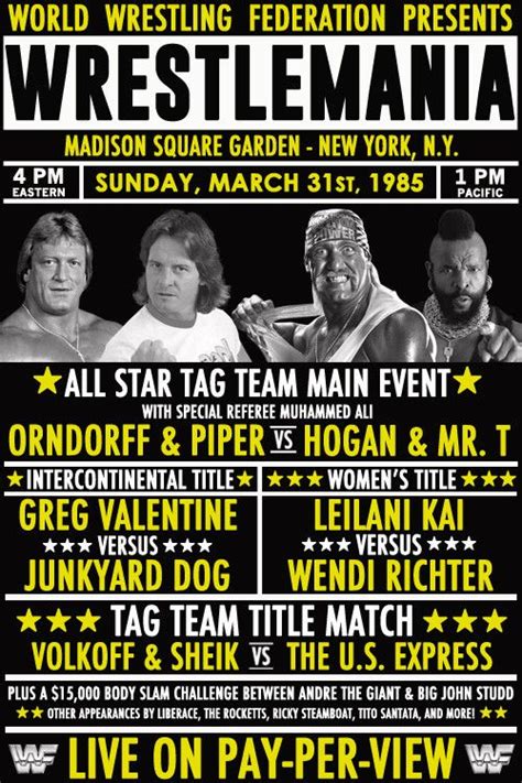 Wrestlemania I March 31, 1985 Madison Square Garden | Wrestling posters, Professional wrestling ...