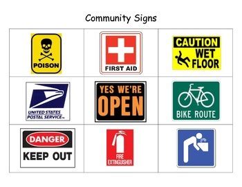 Community Signs Flashcards by Special Education Chick | TpT