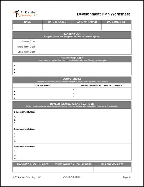 Career Development Plan Worksheet