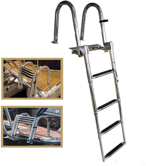 Buy Boat Ladders Pontoon Boat Ladder 4 Steps, Stainless Steel Folding ...