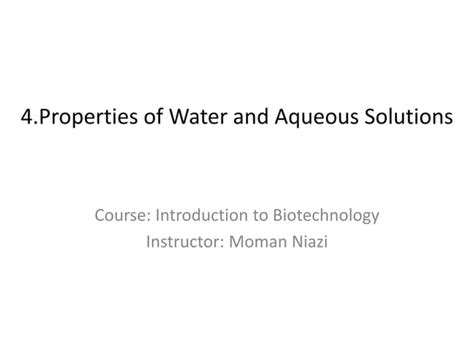 Properties of water and aqueous solutions | PPT