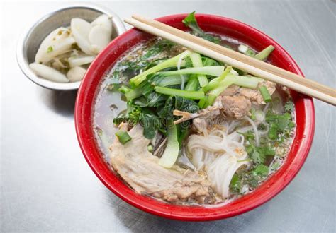 Shan Noodles With Peanuts And Chopsticks At White Marble Tabletop. Burmese Cuisine Traditional ...