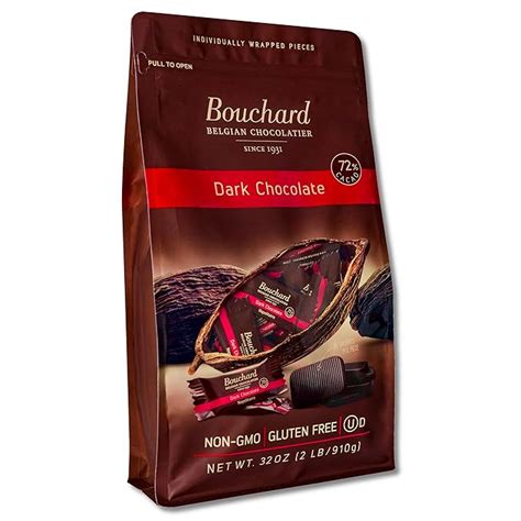 Amazon.com: Bouchard Premium Belgian Dark Chocolate with 72% Cacao ...