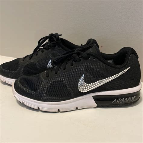 Nike | Shoes | Black Nike Air Max Tennis Shoes With Crystal Swoosh ...