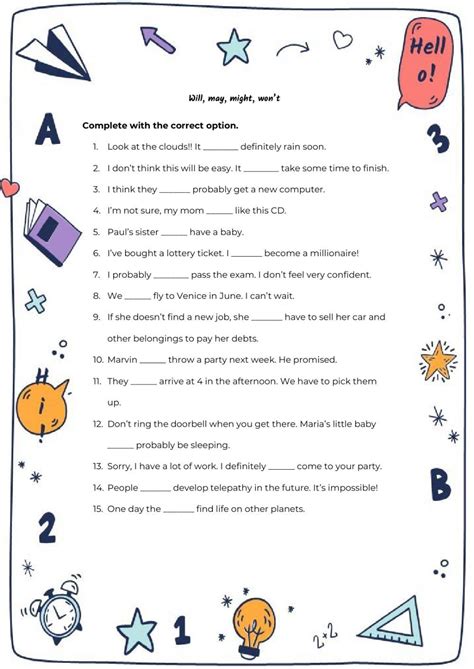 Will, may, might, won’t worksheet | Superlative adjectives ...