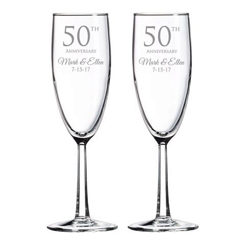 Personalized 50th Anniversary Glass Toasting Flute Set