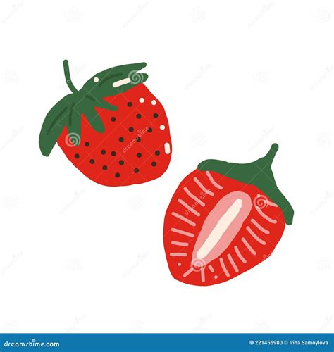 Strawberry Half and Whole Icon. Hand Drawn , Minimalism. Berry, Summer ...