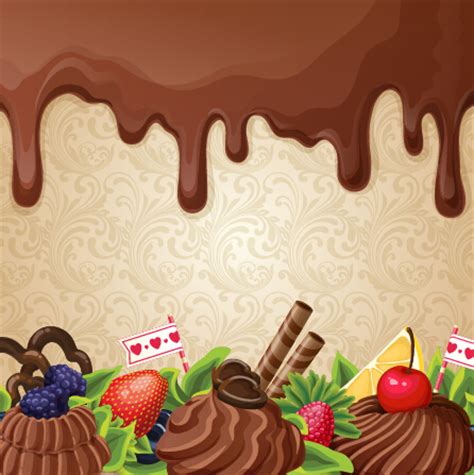 Chocolate with dessert sweets vector background 02 free download